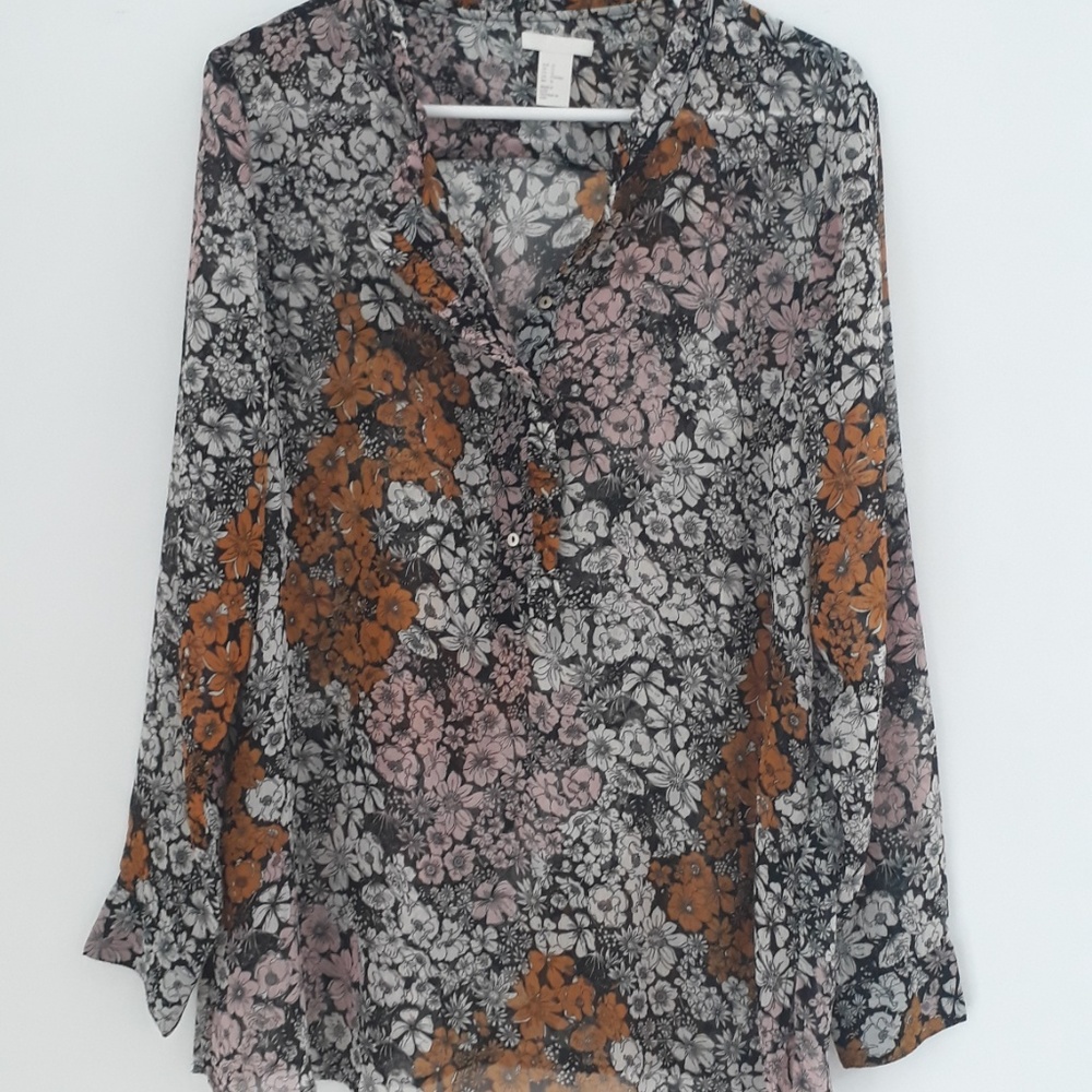 *3 x 20 SALE!!!H & M  Long Sleeve sheer Top Sz 12